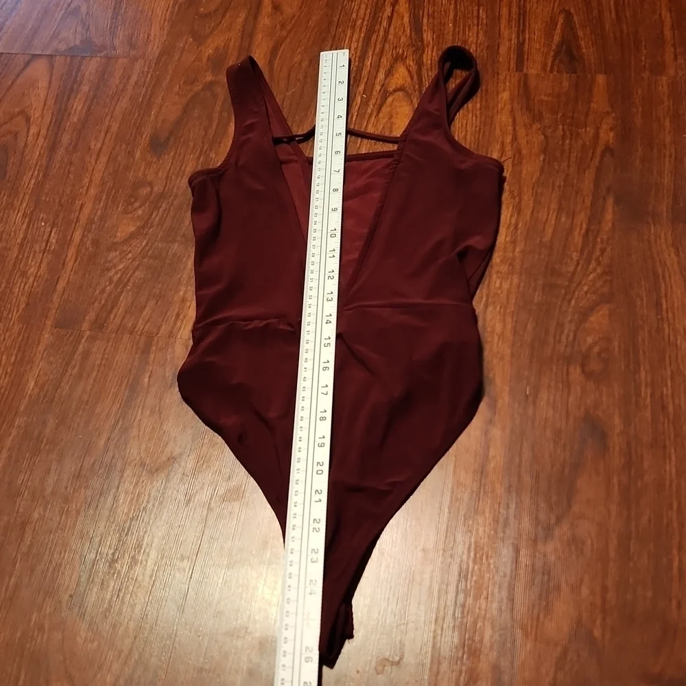 Forever 21 Bodysuit Small Maroon Velour